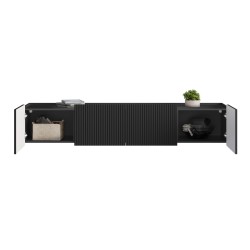 Szafka RTV wisząca Malmi 200 cm - czarny mat / czarny Szafka RTV wisząca Malmi 200 cm - czarny mat / czarny