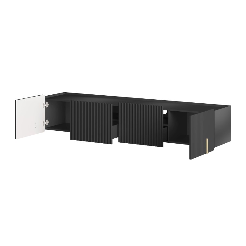 Szafka RTV Malmi 200 cm - czarny mat / złoty Szafka RTV Malmi 200 cm - czarny mat / złoty