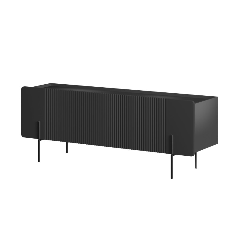 Szafka RTV Malmi 150 cm - czarny mat, czarne nóżki Szafka RTV Malmi 150 cm - czarny mat, czarne nóżki