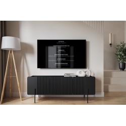 Szafka RTV Malmi 150 cm - czarny mat, czarne nóżki Szafka RTV Malmi 150 cm - czarny mat, czarne nóżki