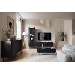 Szafka RTV Malmi 150 cm - czarny mat, czarne nóżki Szafka RTV Malmi 150 cm - czarny mat, czarne nóżki
