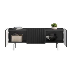 Szafka RTV Malmi 150 cm - czarny mat, czarne nóżki Szafka RTV Malmi 150 cm - czarny mat, czarne nóżki