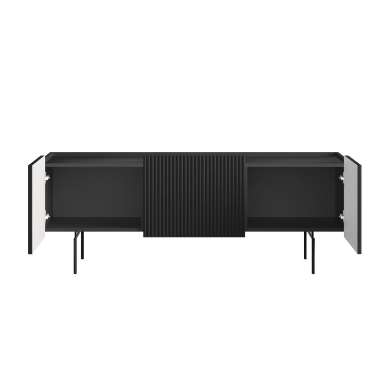 Szafka RTV Malmi 150 cm - czarny mat, czarne nóżki Szafka RTV Malmi 150 cm - czarny mat, czarne nóżki