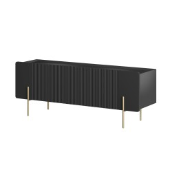 Szafka RTV Malmi 150 cm - czarny mat / złote nóżki