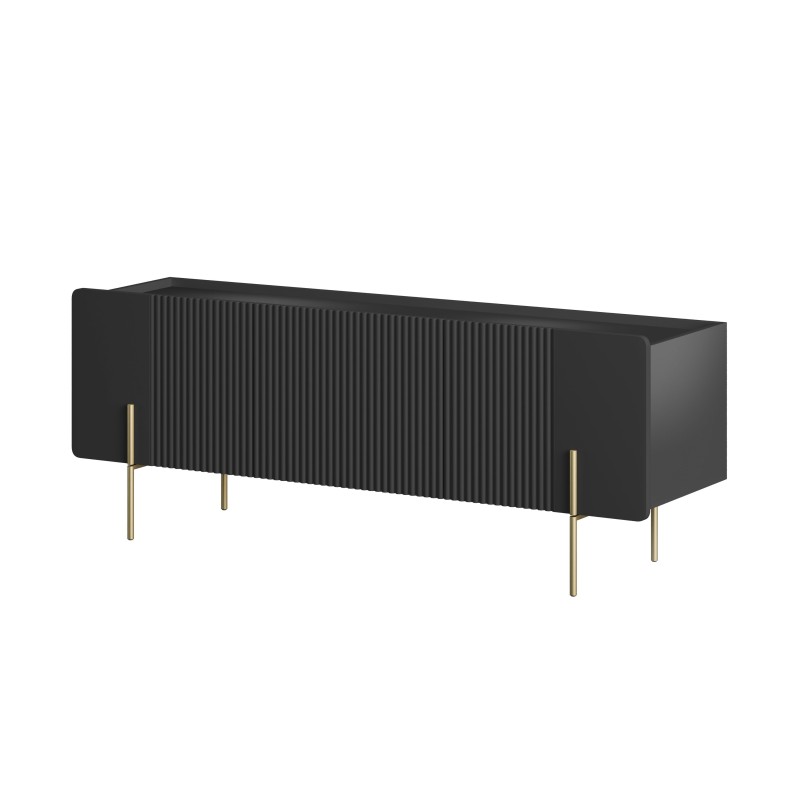 Szafka RTV Malmi 150 cm - czarny mat / złote nóżki Szafka RTV Malmi 150 cm - czarny mat / złote nóżki