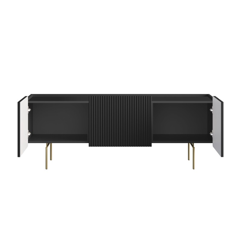 Szafka RTV Malmi 150 cm - czarny mat / złote nóżki Szafka RTV Malmi 150 cm - czarny mat / złote nóżki