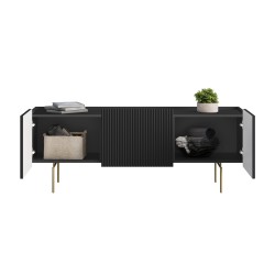 Szafka RTV Malmi 150 cm - czarny mat / złote nóżki Szafka RTV Malmi 150 cm - czarny mat / złote nóżki