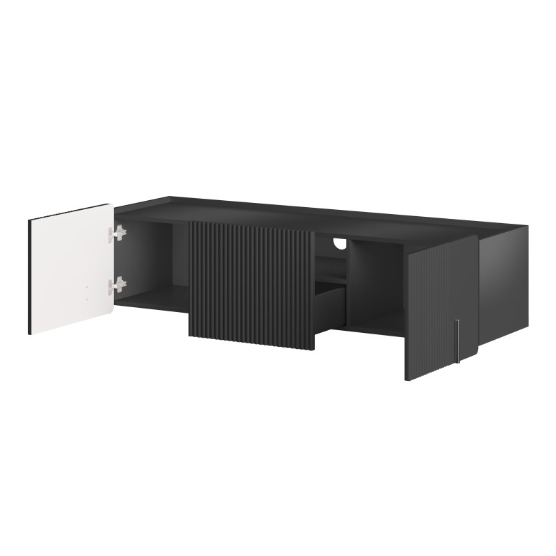 Szafka RTV Malmi 150 cm - czarny mat, nowoczesny design Szafka RTV Malmi 150 cm - czarny mat, nowoczesny design