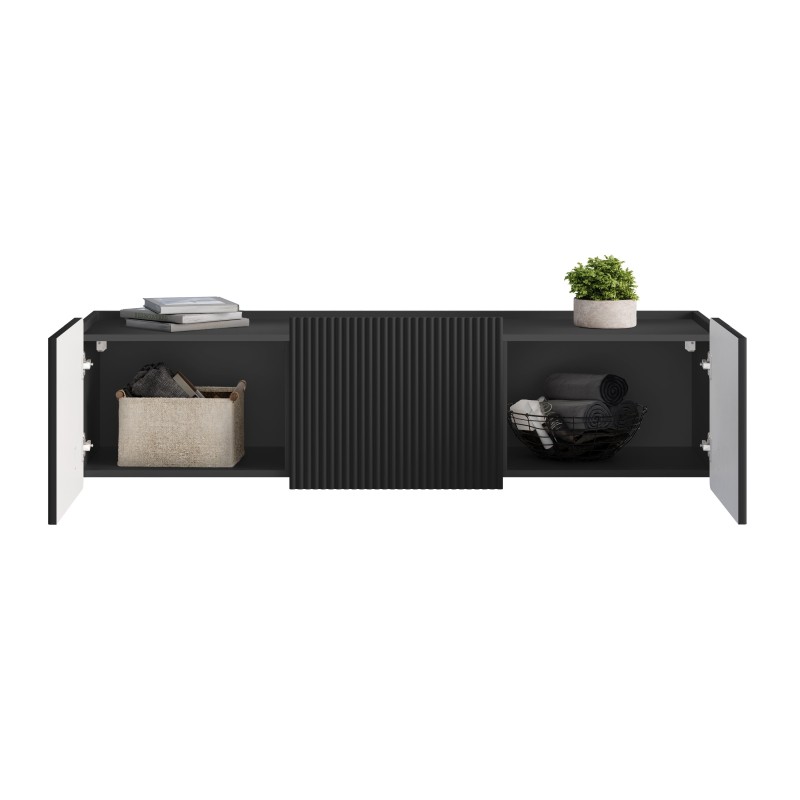 Szafka RTV Malmi 150 cm - czarny mat, nowoczesny design Szafka RTV Malmi 150 cm - czarny mat, nowoczesny design