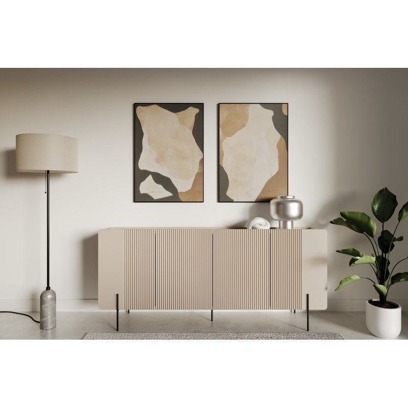 Komoda Malmi 200 cm - kaszmir / czarne nóżki