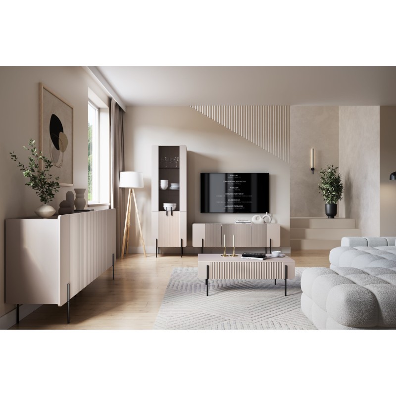 Komoda Malmi 200 cm - kaszmir / czarne nóżki