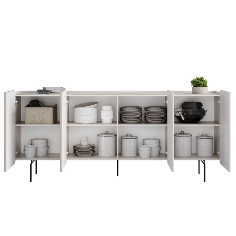 Komoda Malmi 200 cm - kaszmir / czarne nóżki