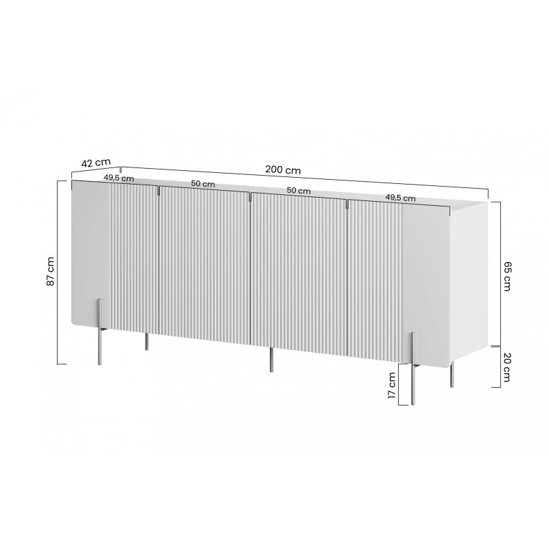 Komoda Malmi 200 cm - kaszmir / złote nóżki