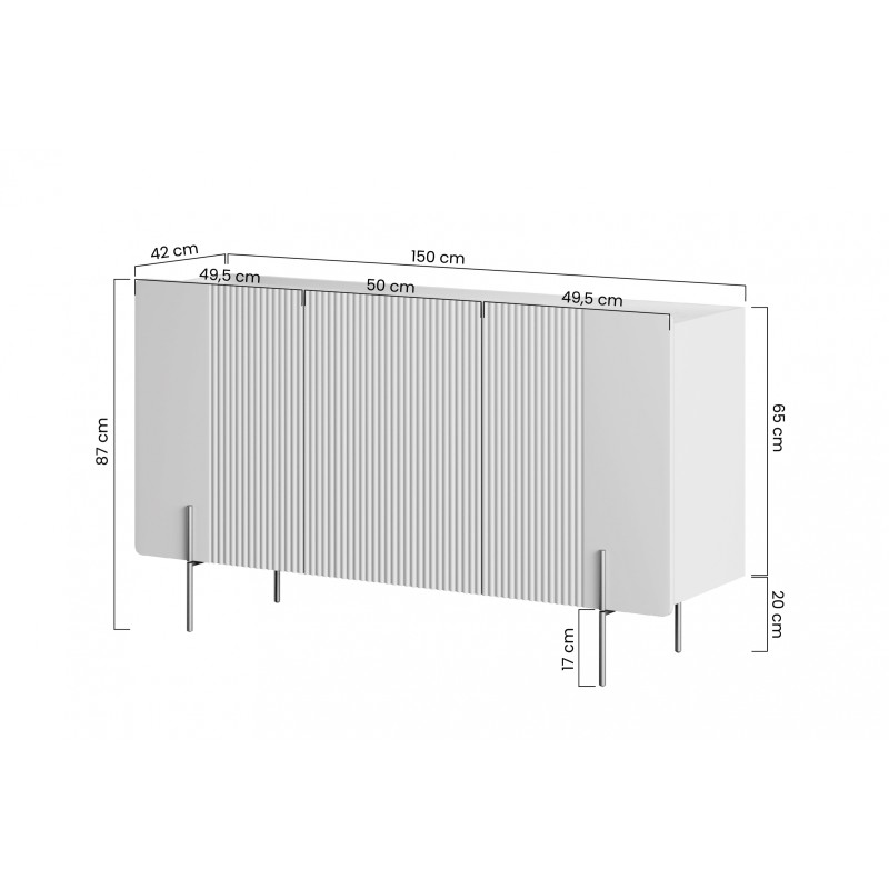 Komoda Malmi 150 cm - kaszmir z czarnymi nóżkami Komoda Malmi 150 cm - kaszmir z czarnymi nóżkami