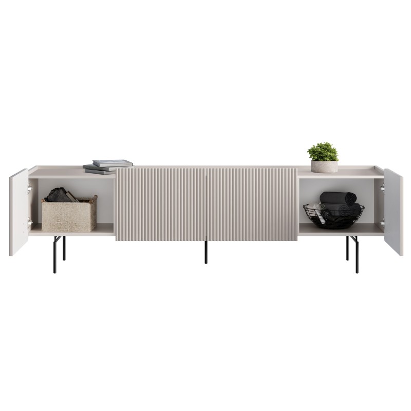 Szafka RTV Malmi 200 cm - kaszmir / czarne nóżki Szafka RTV Malmi 200 cm - kaszmir / czarne nóżki