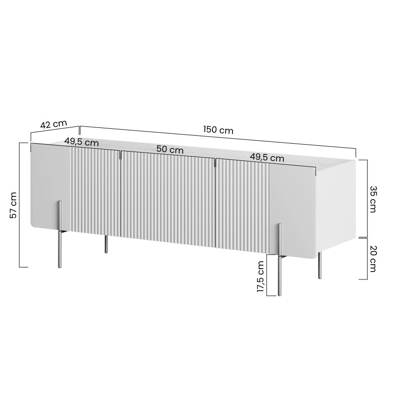 Szafka RTV Malmi 150 cm - kaszmir / czarne nóżki Szafka RTV Malmi 150 cm - kaszmir / czarne nóżki
