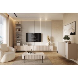 Szafka RTV Malmi 150 cm wisząca - kaszmir / czarny Szafka RTV Malmi 150 cm wisząca - kaszmir / czarny