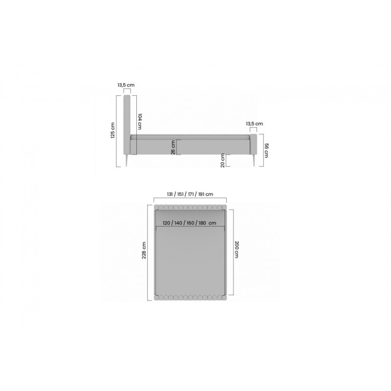 Łóżko tapicerowane Nicole 120x200 - nogi czarne Łóżko tapicerowane Nicole 120x200 - nogi czarne