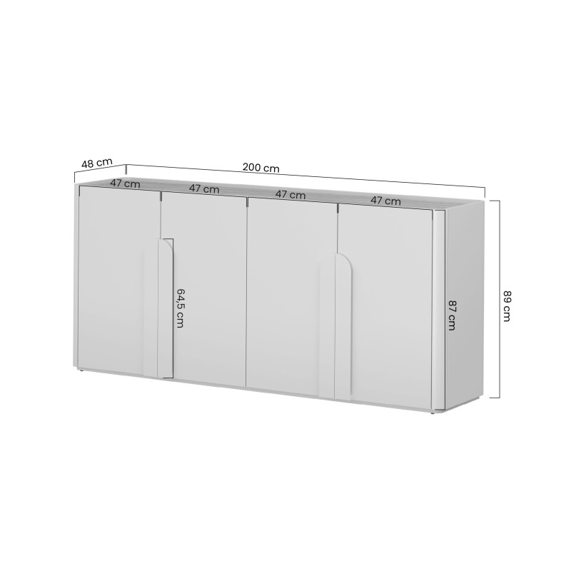 Komoda czterodrzwiowa Amilio 200 cm - kaszmir / dąb olejowany / uchwyty kaszmir Komoda czterodrzwiowa Amilio 200 cm - kaszmir / dąb olejowany / uchwyty kaszmir