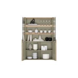 Witryna Amilio do salonu 100 cm - eukaliptus / dąb baltic dune / uchwyty dąb naturalny Witryna Amilio do salonu 100 cm - eukaliptus / dąb baltic dune / uchwyty dąb naturalny