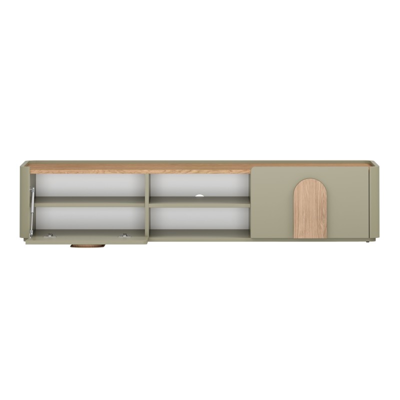 Szafka RTV Amilio 170 cm z szufladą - eukaliptus / dąb baltic dune / uchwyty dąb naturalny Szafka RTV Amilio 170 cm z szufladą - eukaliptus / dąb baltic dune / uchwyty dąb naturalny