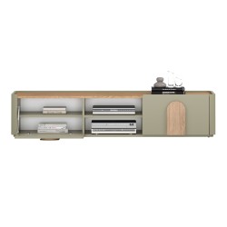 Szafka RTV Amilio 170 cm z szufladą - eukaliptus / dąb baltic dune / uchwyty dąb naturalny Szafka RTV Amilio 170 cm z szufladą - eukaliptus / dąb baltic dune / uchwyty dąb naturalny