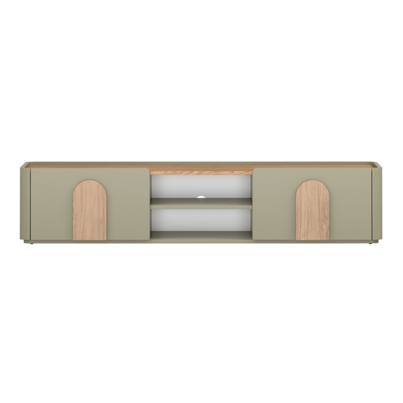 Szafka RTV Amilio 170 cm z szufladą - eukaliptus / dąb baltic dune / uchwyty dąb naturalny Szafka RTV Amilio 170 cm z szufladą - eukaliptus / dąb baltic dune / uchwyty dąb naturalny