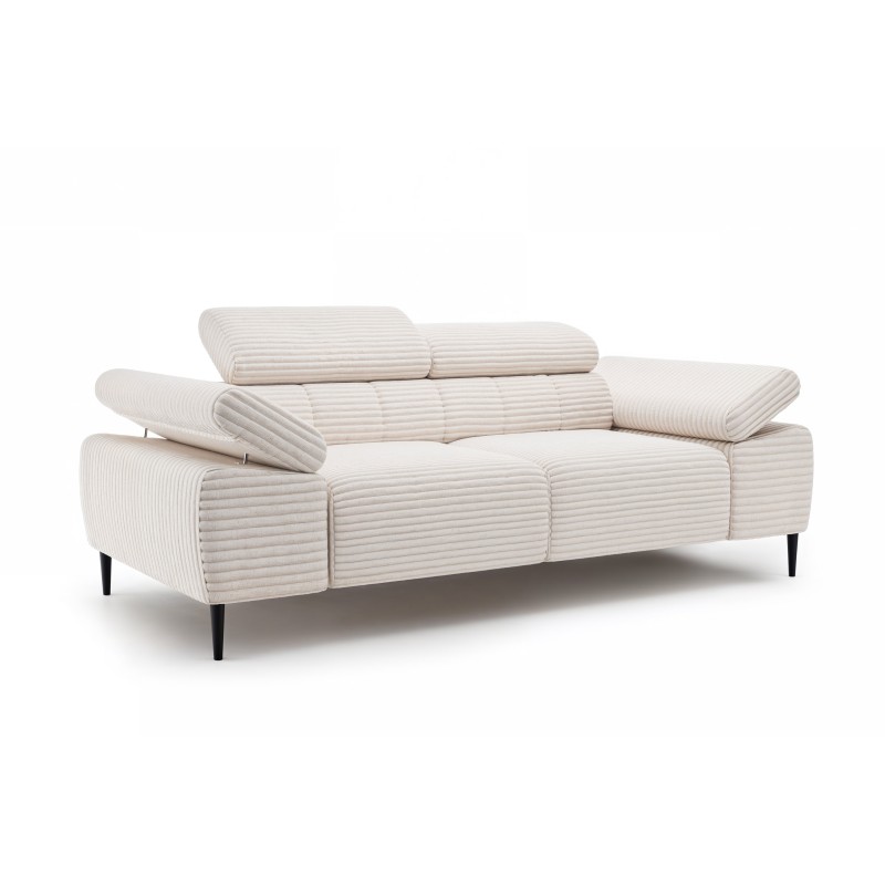 Sofa dwuosobowa z elektrycznie wysuwanym siedziskiem Taloria II - kremowy plusz Tilia 01 / nogi czarne