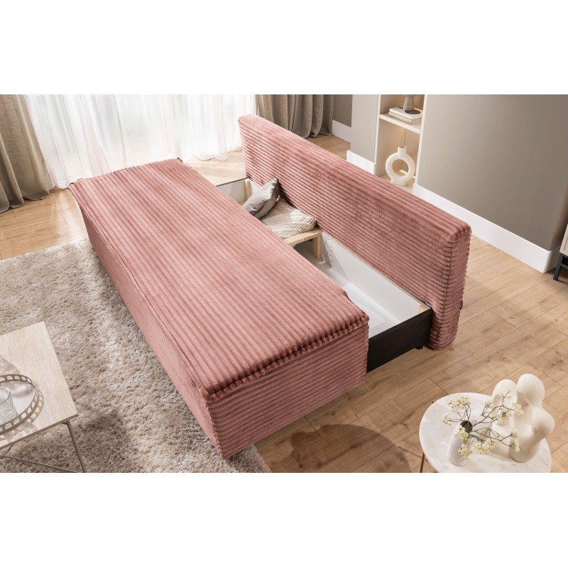 Kanapa rozkładana Firioza z pojemnikiem - różowy plusz Tilia 62