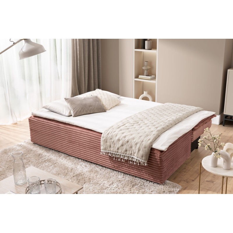 Kanapa rozkładana Firioza z pojemnikiem - różowy plusz Tilia 62