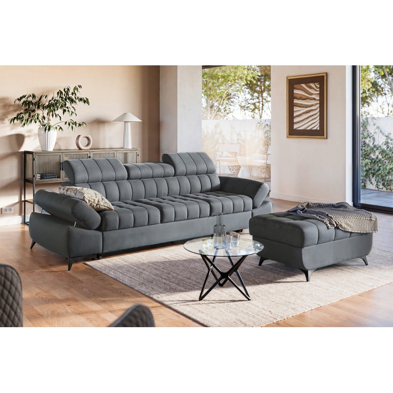 Pufa Valoris z pojemnikiem - szary welwet premium