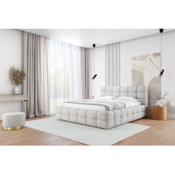 Łóżko sypialniane Magnelio 160x200 z pojemnikiem - beżowa tkanina łatwoczyszcząca Leo 03 Łóżko sypialniane Magnelio 160x200 z pojemnikiem - beżowa tkanina łatwoczyszcząca Leo 03