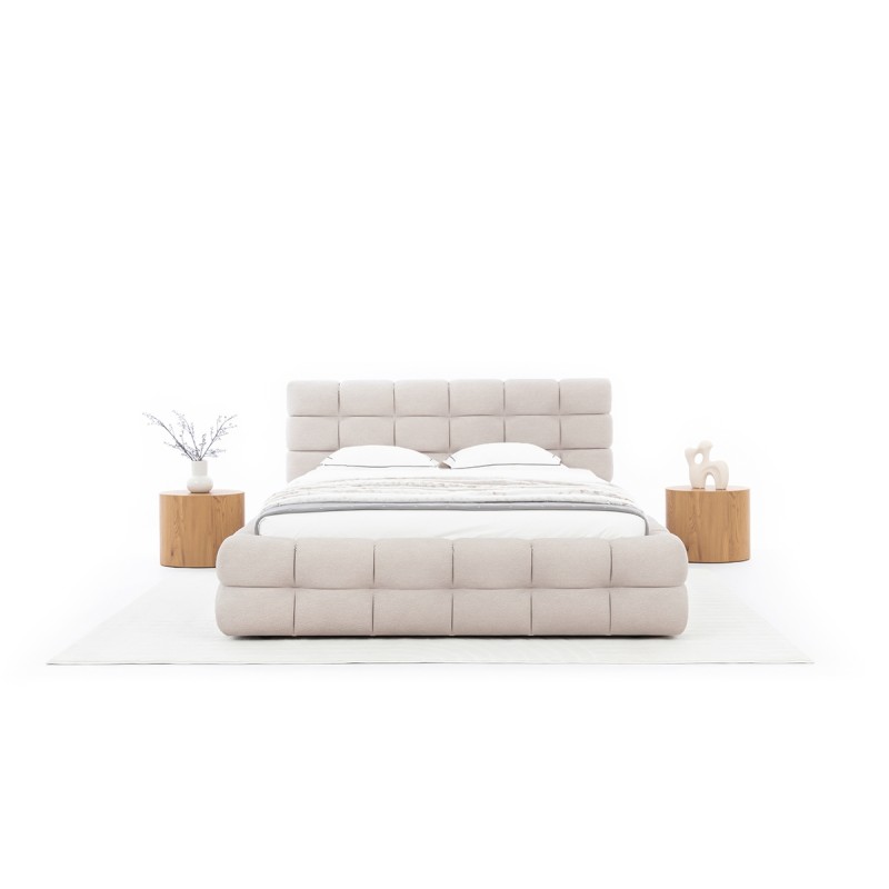 Łóżko sypialniane z pojemnikiem Magnelio 180x200 - beżowy welur Element 17 Łóżko sypialniane z pojemnikiem Magnelio 180x200 - beżowy welur Element 17