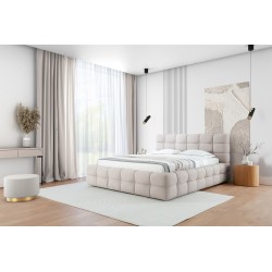 Łóżko sypialniane z pojemnikiem Magnelio 180x200 - beżowy welur Element 17 Łóżko sypialniane z pojemnikiem Magnelio 180x200 - beżowy welur Element 17