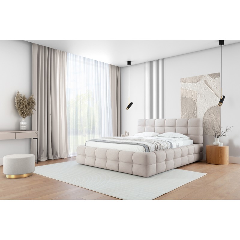 Łóżko sypialniane z pojemnikiem Magnelio 180x200 - beżowy welur Element 17 Łóżko sypialniane z pojemnikiem Magnelio 180x200 - beżowy welur Element 17