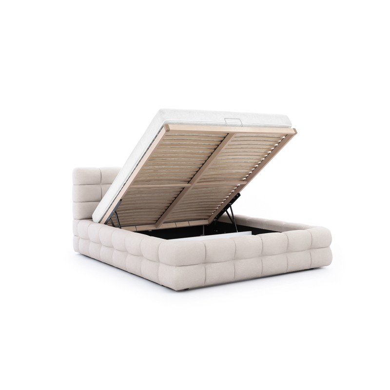 Łóżko sypialniane z pojemnikiem Magnelio 180x200 - beżowy welur Element 17 Łóżko sypialniane z pojemnikiem Magnelio 180x200 - beżowy welur Element 17