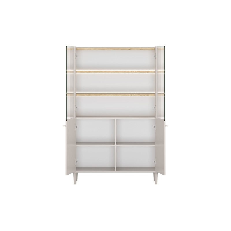 Witryna Elivo 100 cm na nóżkach - kaszmir / dąb olejowany Witryna Elivo 100 cm na nóżkach - kaszmir / dąb olejowany