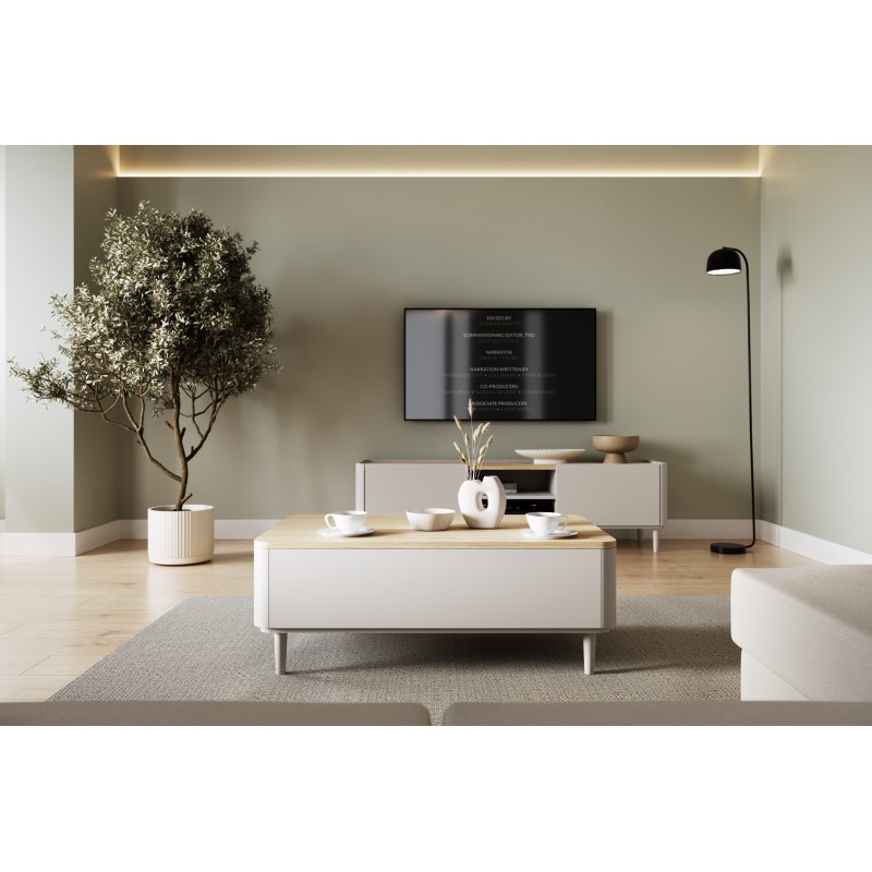 Stolik kawowy Elivo 100 cm - kaszmir / dąb olejowany