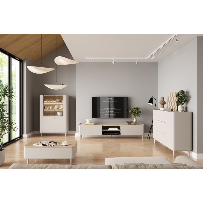 Stolik kawowy Elivo 100 cm - kaszmir / dąb olejowany