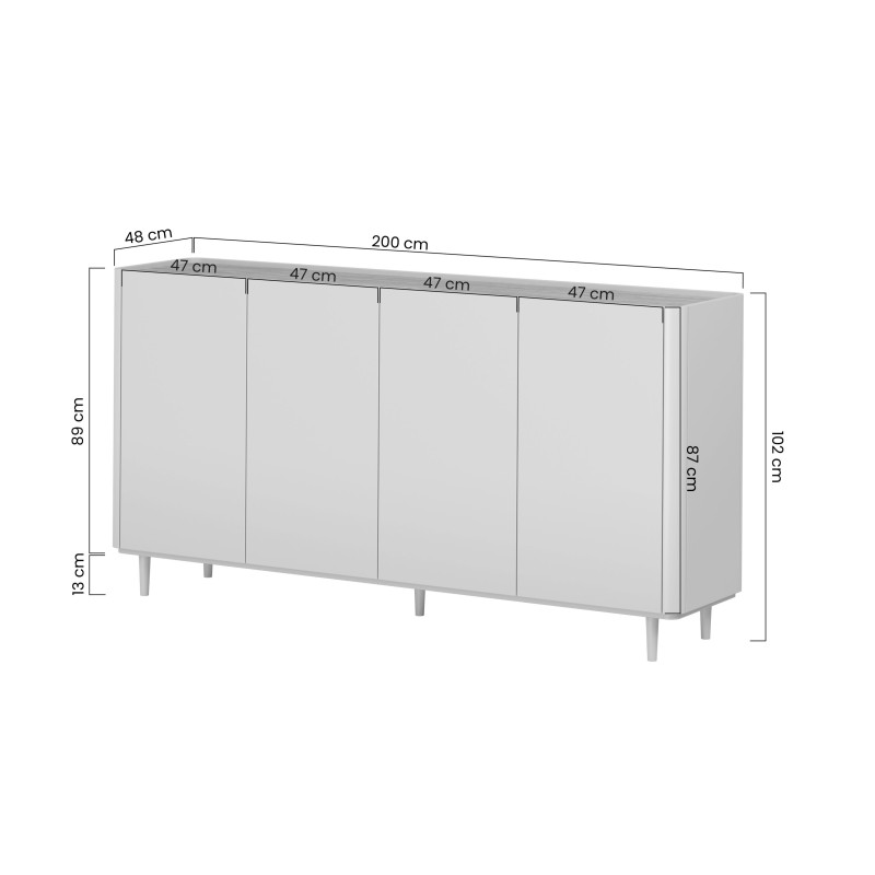 Komoda Elivo 200 cm na nóżkach - kaszmir / dąb olejowany Komoda Elivo 200 cm na nóżkach - kaszmir / dąb olejowany