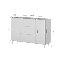 Komoda Elivo 150 cm z szufladami na nóżkach - kaszmir / dąb olejowany Komoda Elivo 150 cm z szufladami na nóżkach - kaszmir / dąb olejowany