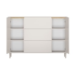 Komoda Elivo 150 cm z szufladami na nóżkach - kaszmir / dąb olejowany Komoda Elivo 150 cm z szufladami na nóżkach - kaszmir / dąb olejowany