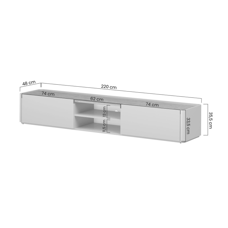 Szafka RTV Elivo 220 cm - kaszmir / dąb olejowany Szafka RTV Elivo 220 cm - kaszmir / dąb olejowany