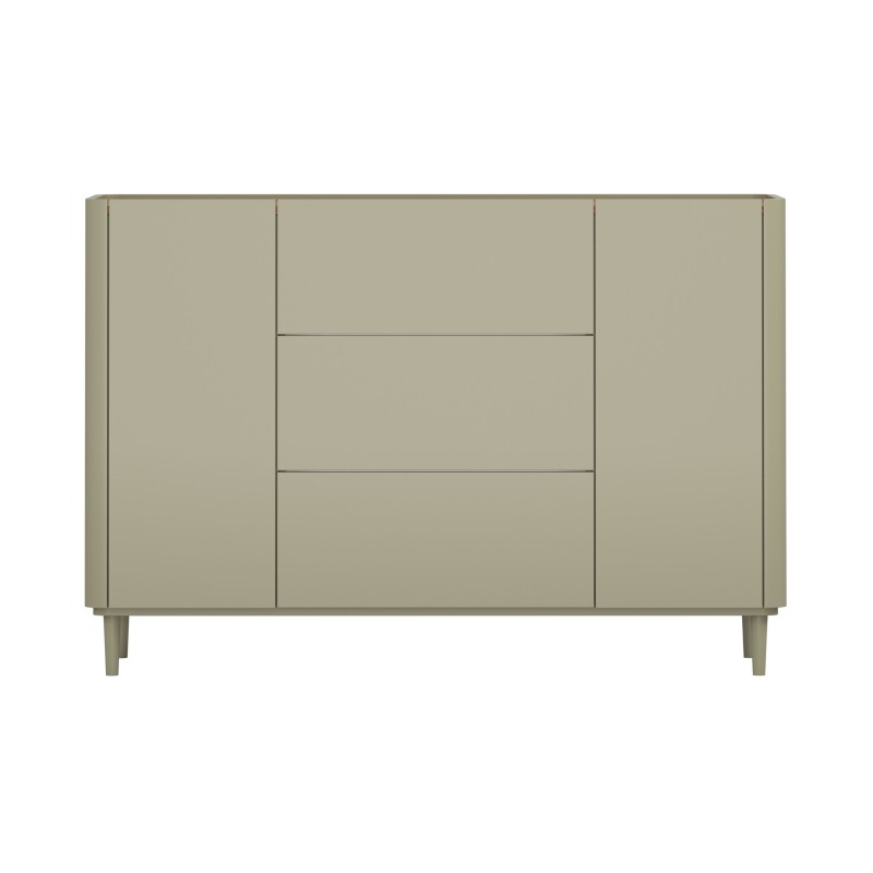Komoda Elivo 150 cm z szufladami na nóżkach - eukaliptus / dąb baltic dune Komoda Elivo 150 cm z szufladami na nóżkach - eukaliptus / dąb baltic dune