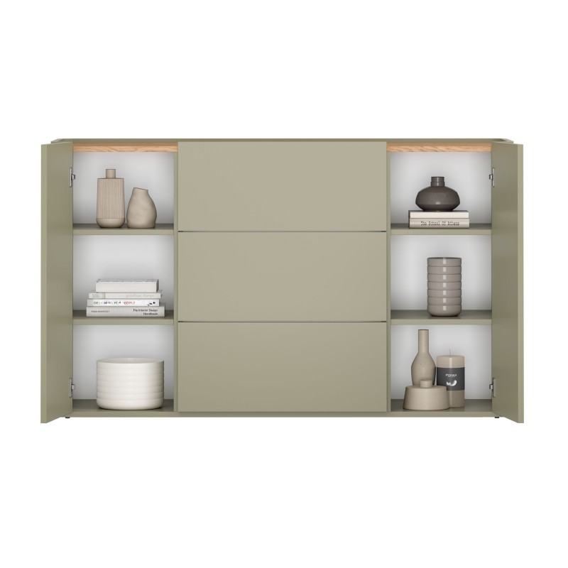 Komoda Elivo 150 cm z szufladami - eukaliptus / dąb baltic dune Komoda Elivo 150 cm z szufladami - eukaliptus / dąb baltic dune