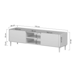 Szafka RTV Elivo 170 cm na nóżkach - eukaliptus / dąb baltic dune Szafka RTV Elivo 170 cm na nóżkach - eukaliptus / dąb baltic dune