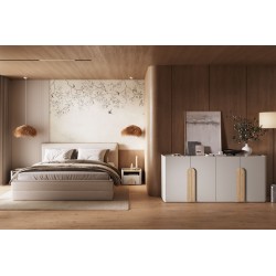 Szafka nocna Amilio z szufladą 50 cm - kaszmir / dąb olejowany / uchwyty dąb jasny Szafka nocna Amilio z szufladą 50 cm - kaszmir / dąb olejowany / uchwyty dąb jasny