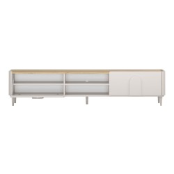 Szafka RTV Amilio 220 cm z szufladą na nóżkach - kaszmir / dąb olejowany / uchwyty kaszmir Szafka RTV Amilio 220 cm z szufladą na nóżkach - kaszmir / dąb olejowany / uchwyty kaszmir