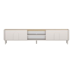 Szafka RTV Amilio 220 cm z szufladą na nóżkach - kaszmir / dąb olejowany / uchwyty kaszmir Szafka RTV Amilio 220 cm z szufladą na nóżkach - kaszmir / dąb olejowany / uchwyty kaszmir