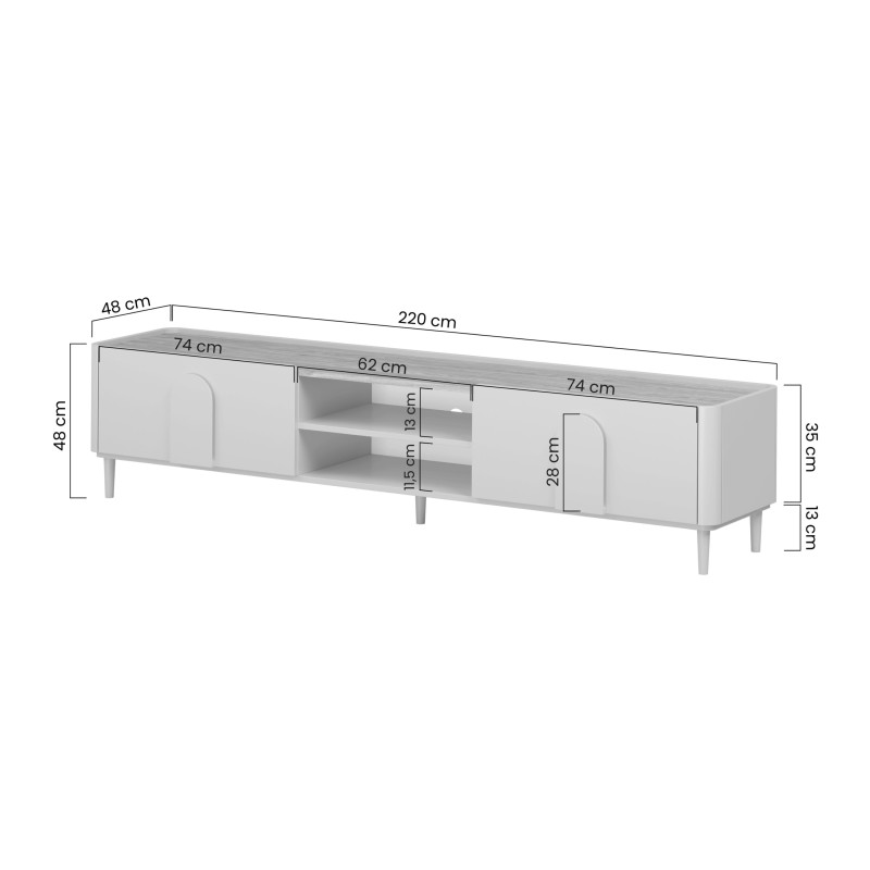 Szafka RTV Amilio 220 cm - kaszmir/dąb olejowany Szafka RTV Amilio 220 cm - kaszmir/dąb olejowany